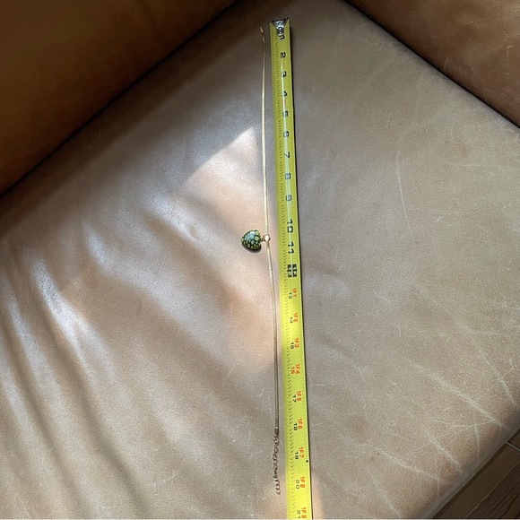 💚Green Heart Italian Millefiori glass bead snake chain herringbone gold plated - Picture 9 of 9